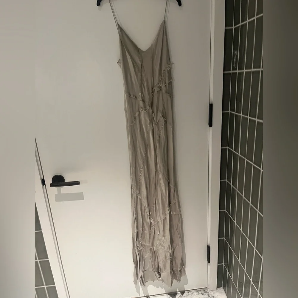 KES Elongated Recycled Slip Dress With Slit- Quartz - Picture 6 of 9